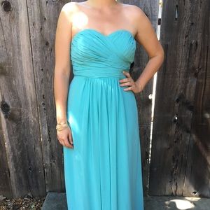 Light blue strapless long dress